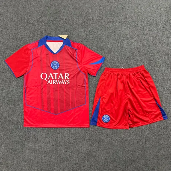 Paris Saint-Germain 2023-24 Third Kit Red/Blue Jersey and Shorts Set - 1