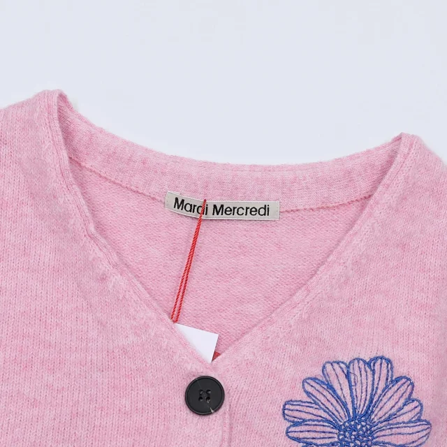 Mardi Mercredi Knitwear Daisy-Embroidered V-Neck Cardigan product detail image 4