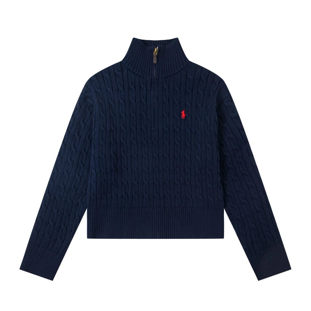 Polo Ralph Lauren Knitwear Cable-Knit Quarter-Zip Sweater — Navy Blue