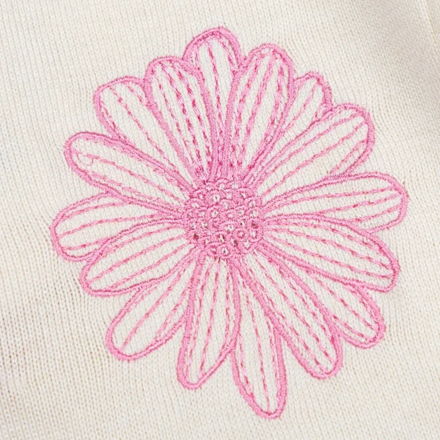 Mardi Mercredi Knitwear Daisy Embroidered Short-Sleeve Knit Top product detail image 7