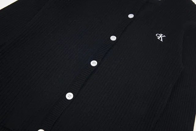 Calvin Klein Jeans Knitwear Ribbed button-front cardigan with CK logo product detail image 4