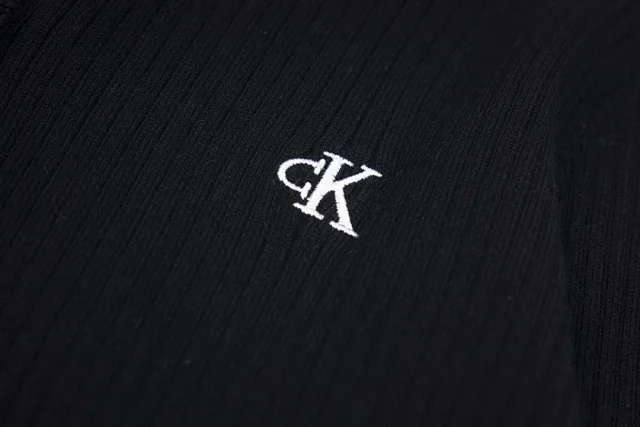 Calvin Klein Jeans Knitwear Ribbed button-front cardigan with CK logo product detail image 5
