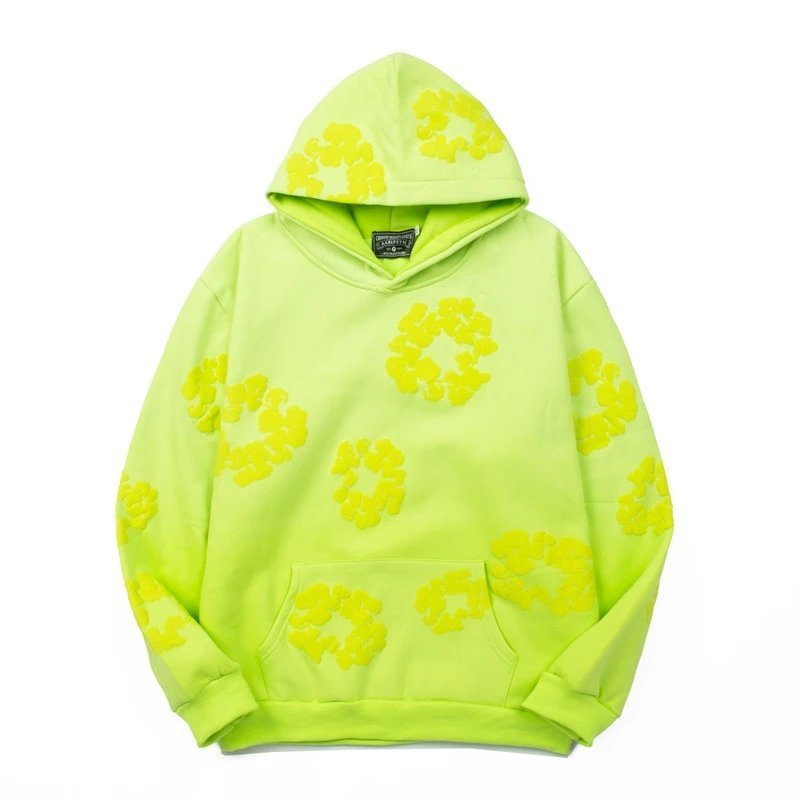 Design Floral Embossed Gradient Blue Hoodie - 4