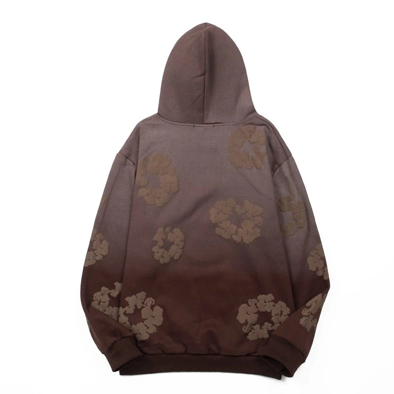 Design Floral Embossed Gradient Blue Hoodie - 11