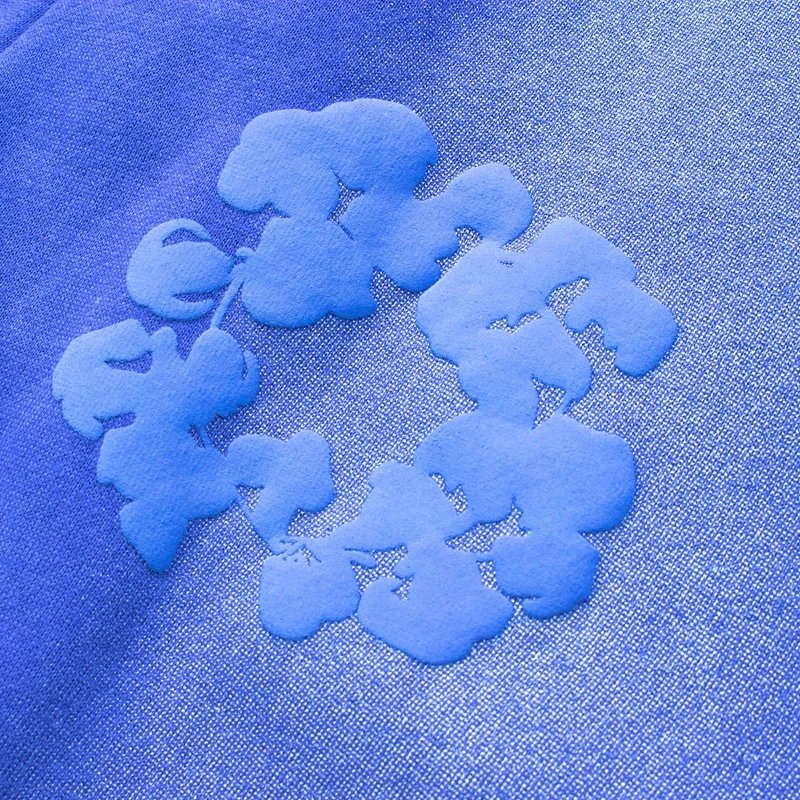 Design Floral Embossed Gradient Blue Hoodie - 33
