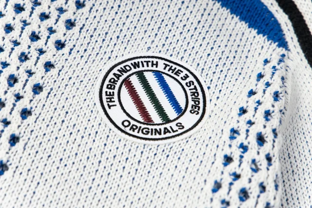 Adidas Knitwear Crew-neck knit sweater with three-stripe sleeves and logo graphic product detail image 9