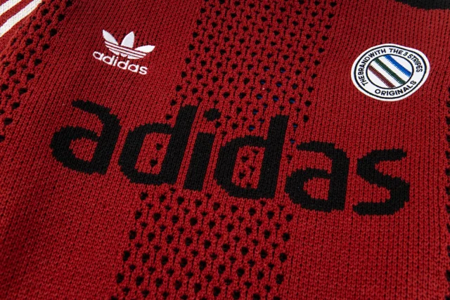 Adidas Knitwear Crew-neck knit sweater with three-stripe sleeves and logo graphic product detail image 18