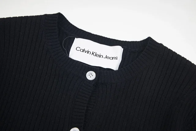 Calvin Klein Jeans Knitwear Ribbed button-front cardigan with CK logo product detail image 2