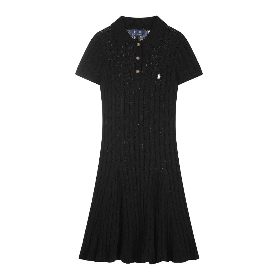 Polo Ralph Lauren Dresses Cable-Knit Short-Sleeve Dress — Black
