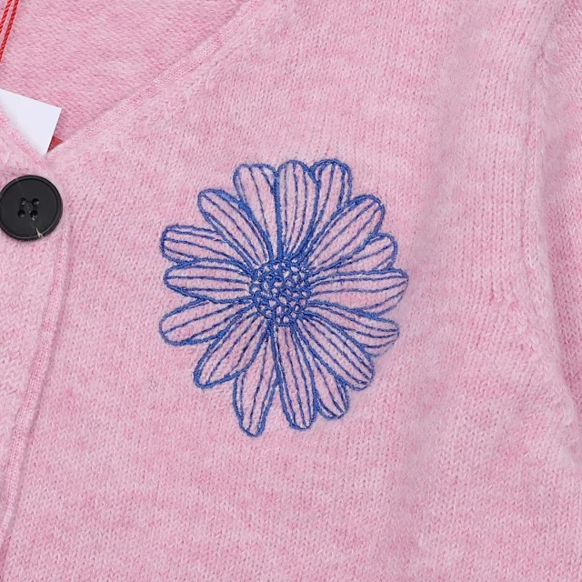 Mardi Mercredi Knitwear Daisy-Embroidered V-Neck Cardigan product detail image 5