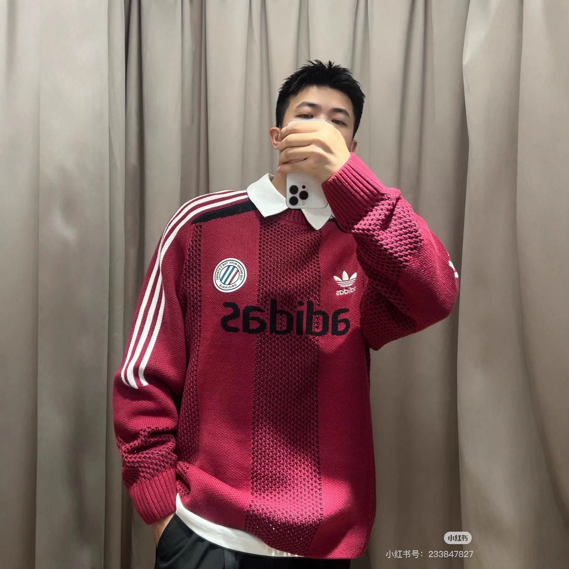 adidas Knitwear Crewneck knit sweater with Three Stripes sleeves and logo graphic image 4