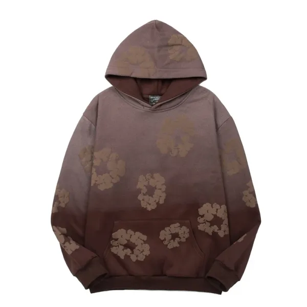 Design Floral Gradient Hoodie Brown - 1
