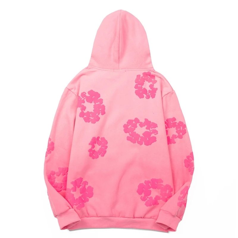 Design Floral Embossed Gradient Blue Hoodie - 7