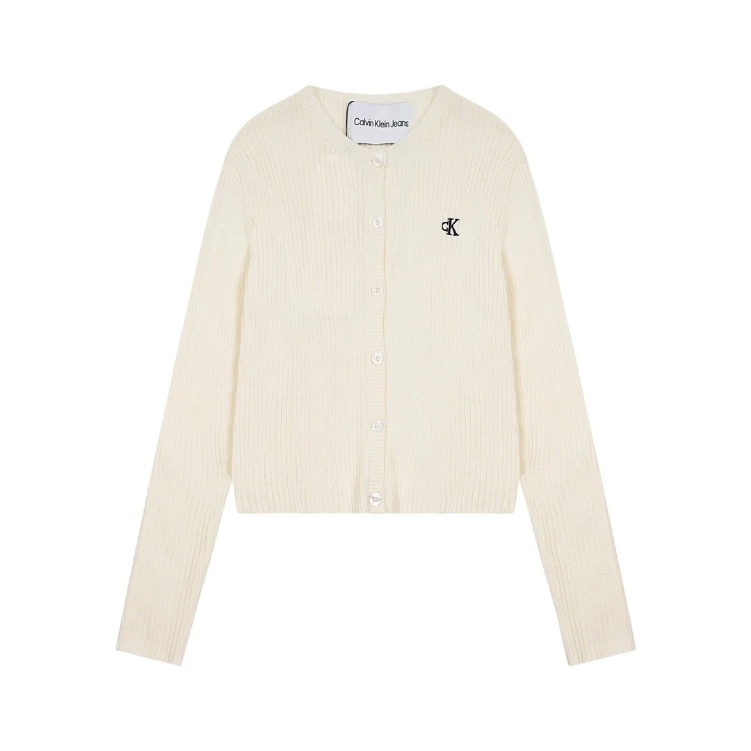 Calvin Klein Jeans Knitwear Ribbed button-front cardigan with CK logo image 2