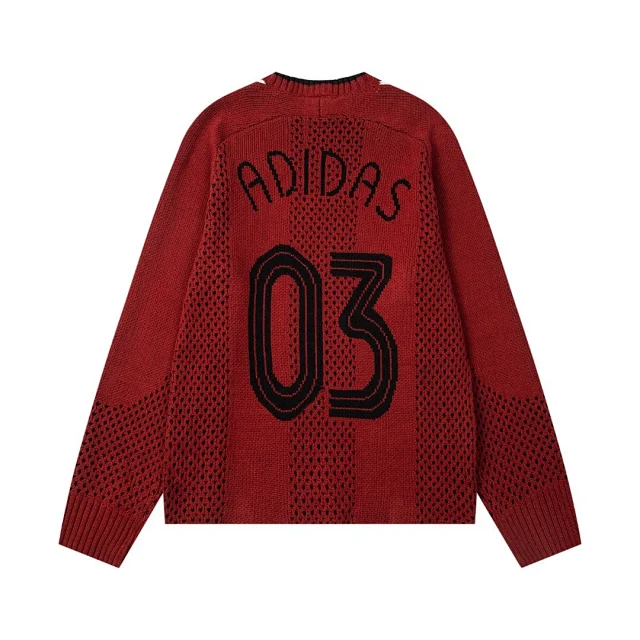 Adidas Knitwear Crew-neck knit sweater with three-stripe sleeves and logo graphic product detail image 6