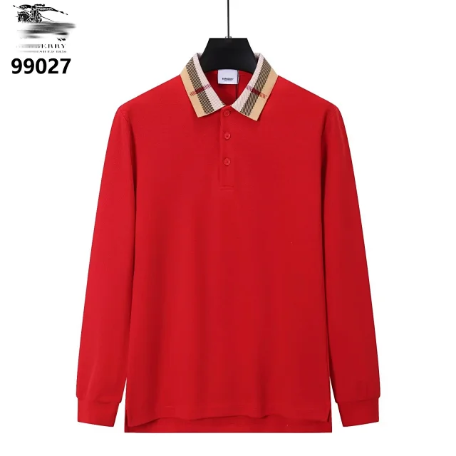 Burberry Shirts Long-Sleeve Polo Shirt with Check Collar product detail image 9
