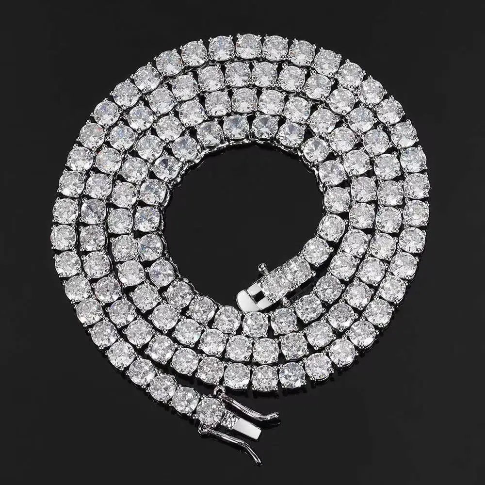 Unbranded Jewelry Round Crystal Tennis Bracelet — Platinum Necklace (Width 4 mm,.Approximate length 40 cm)