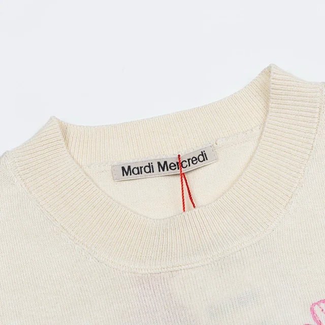 Mardi Mercredi Knitwear Daisy Embroidered Short-Sleeve Knit Top product detail image 6