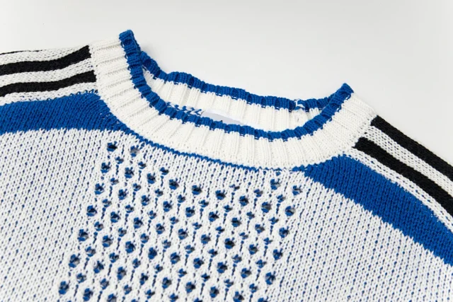 Adidas Knitwear Crew-neck knit sweater with three-stripe sleeves and logo graphic product detail image 7