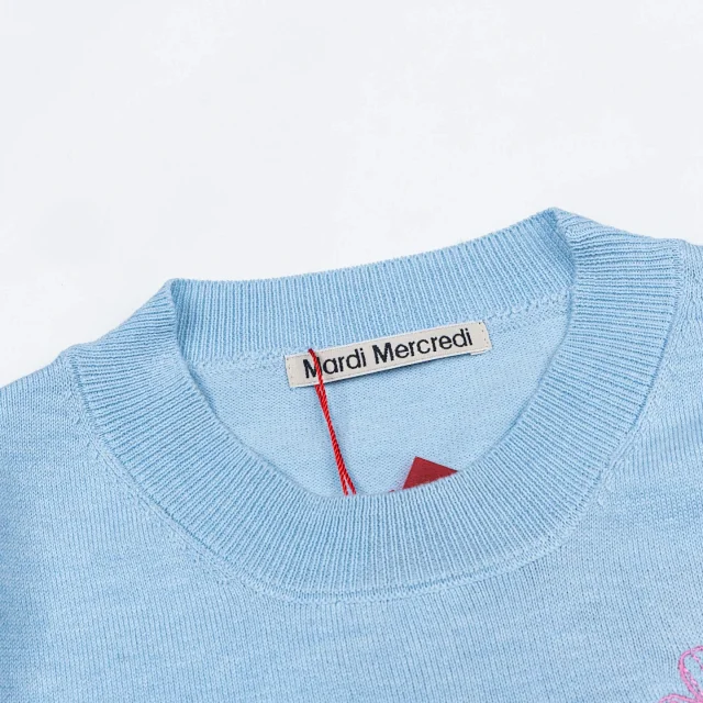 Mardi Mercredi Knitwear Daisy Embroidered Short-Sleeve Knit Top product detail image 16