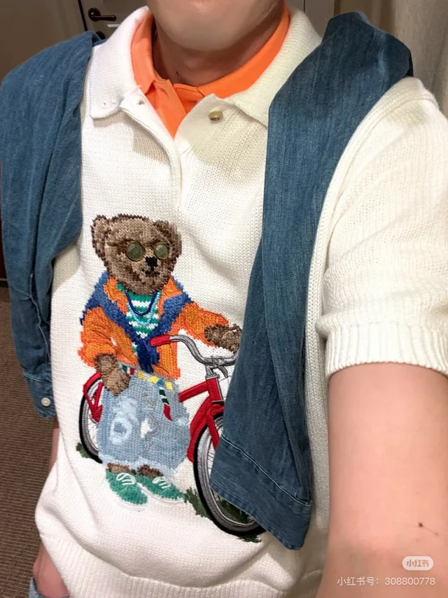 Ralph Lauren Knitwear Bear Embroidered Short-Sleeve Knit Polo product detail image 18