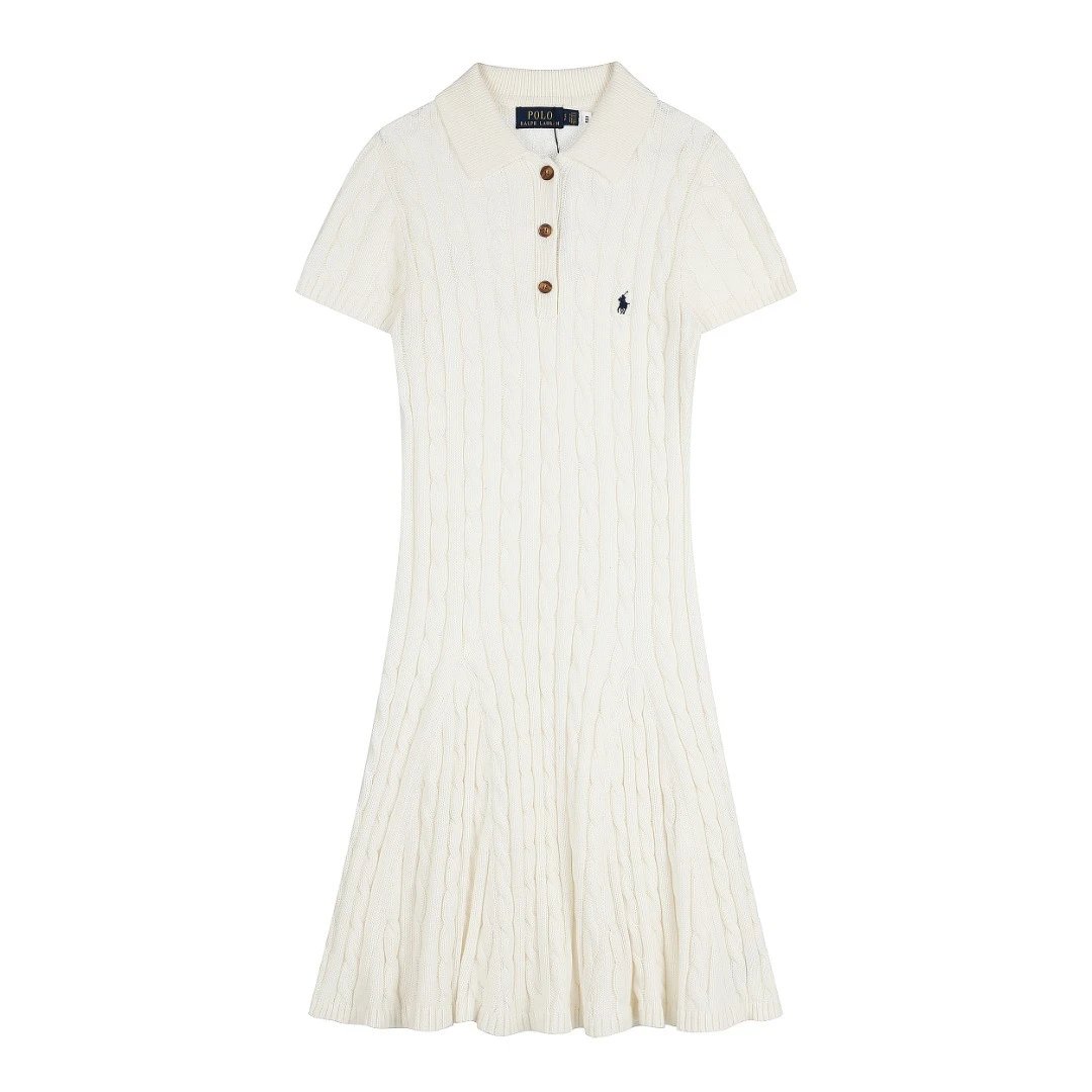 Polo Ralph Lauren Dresses Cable-Knit Short-Sleeve Dress — white