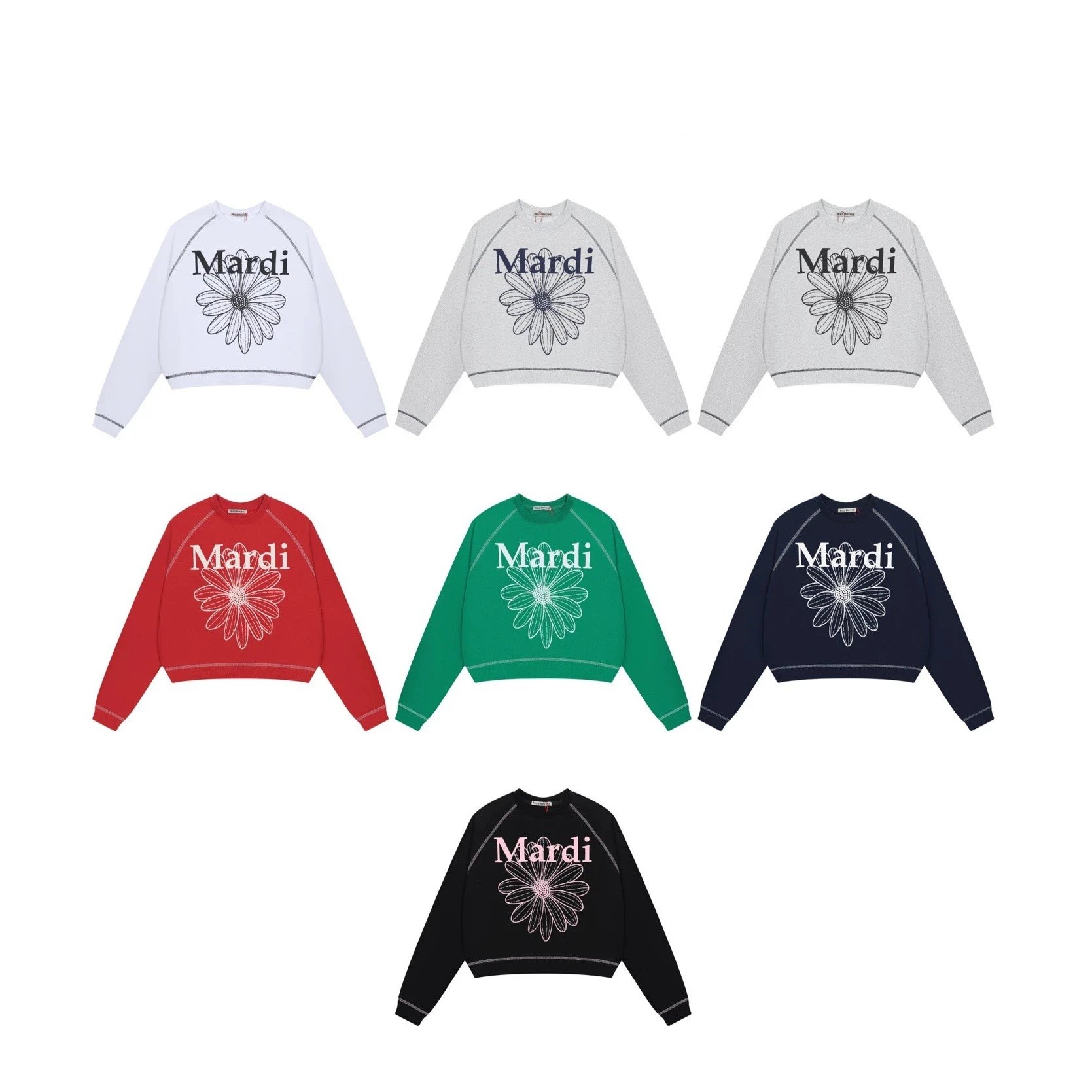 Mardi Mercredi Hoodies & Sweatshirts Cropped Daisy Print Crewneck Sweatshirt image 1