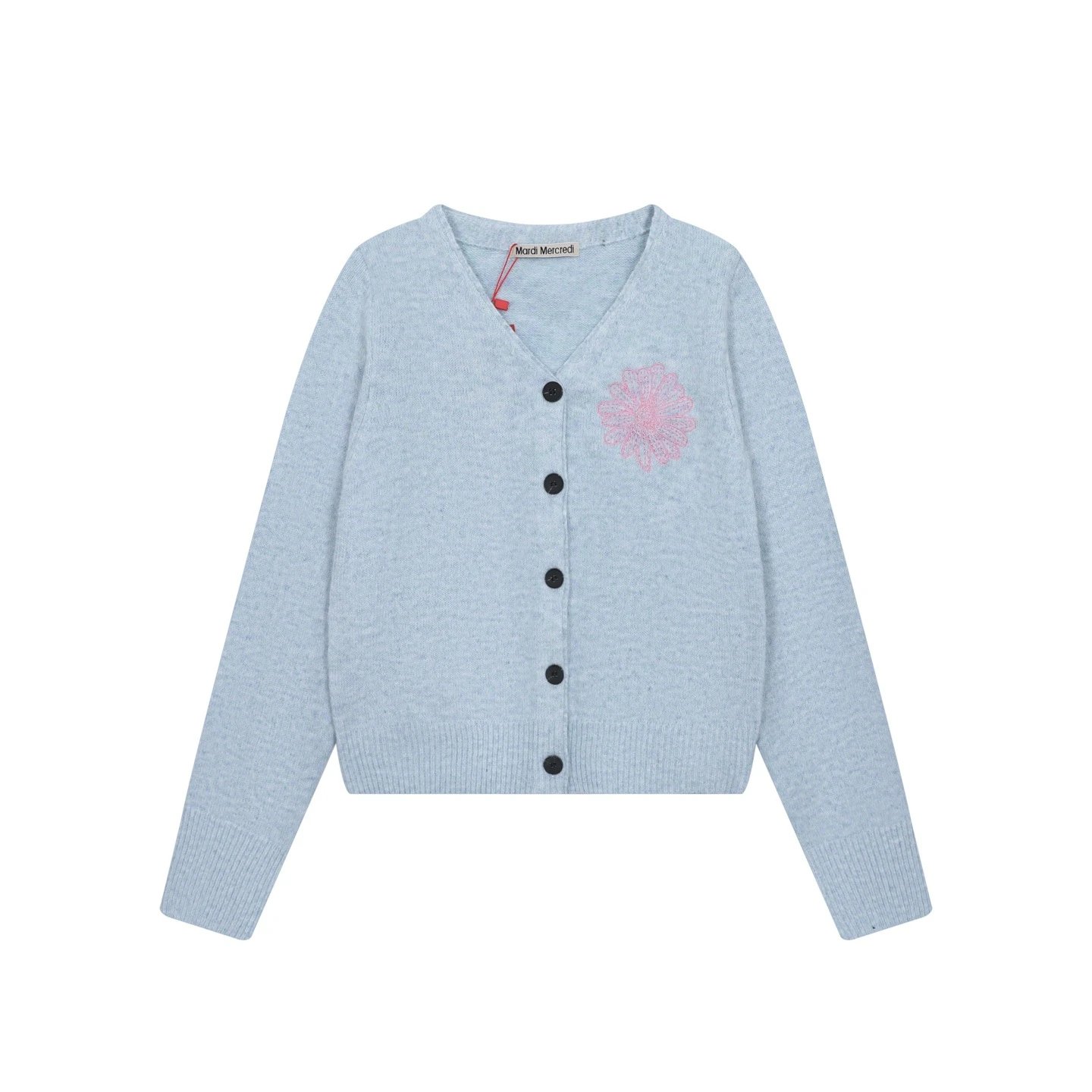 Mardi Mercredi Knitwear Daisy-Embroidered V-Neck Cardigan image 4