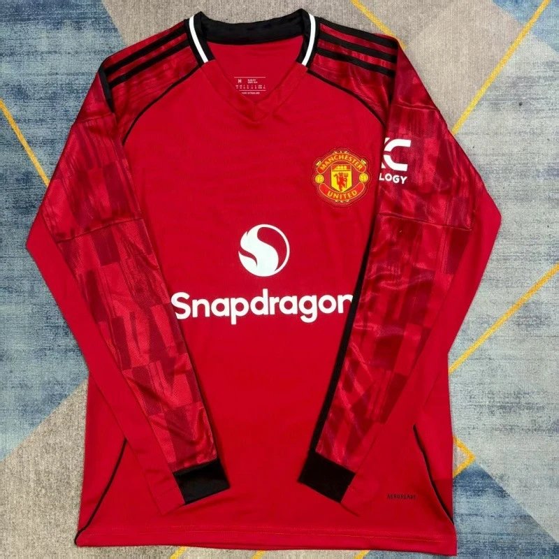 Adidas Football Jerseys Long-Sleeve Jersey — Fans: 25-26 Manchester United home long sleeves