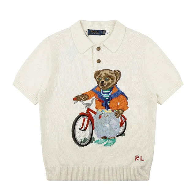 Ralph Lauren Knitwear Bear Embroidered Short-Sleeve Knit Polo product detail image 3