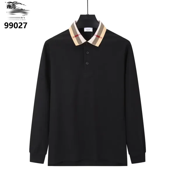 Burberry Classic Check Collar Long Sleeve Polo Red Polo Shirt - 8