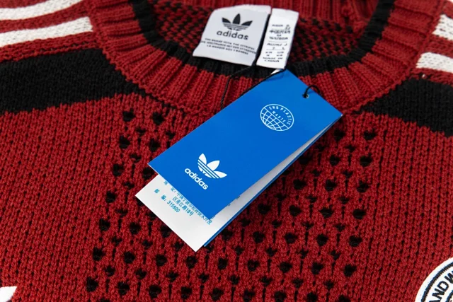 Adidas Knitwear Crew-neck knit sweater with three-stripe sleeves and logo graphic product detail image 19