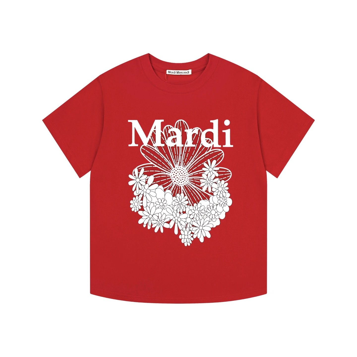 Mardi Mercredi T-Shirts Floral Graphic Short-Sleeve T-Shirt — Red