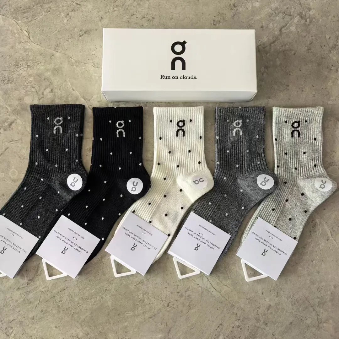On Socks Ribbed Crew — Women's double needle wave point system (5 pairs) (recommendations 35-39)