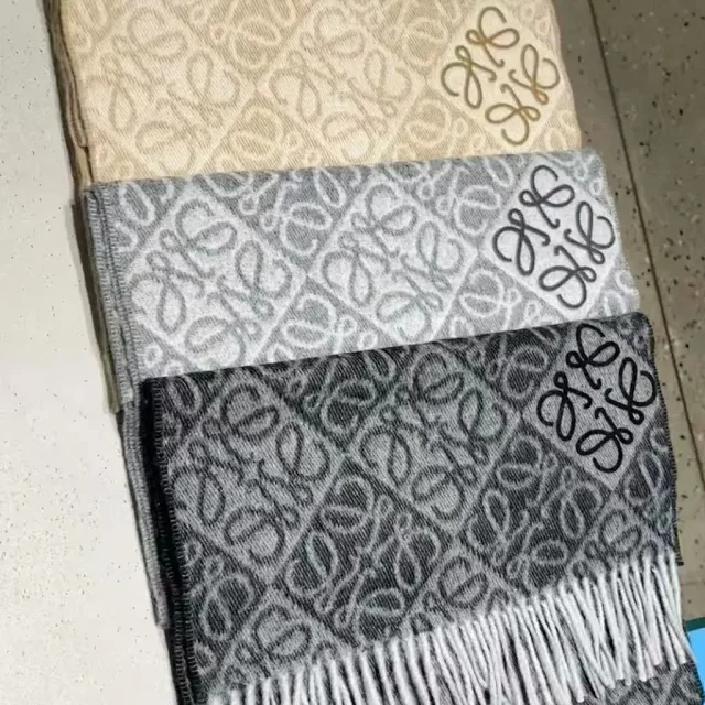 Loewe Scarves Anagram-pattern fringed scarf product detail image 25