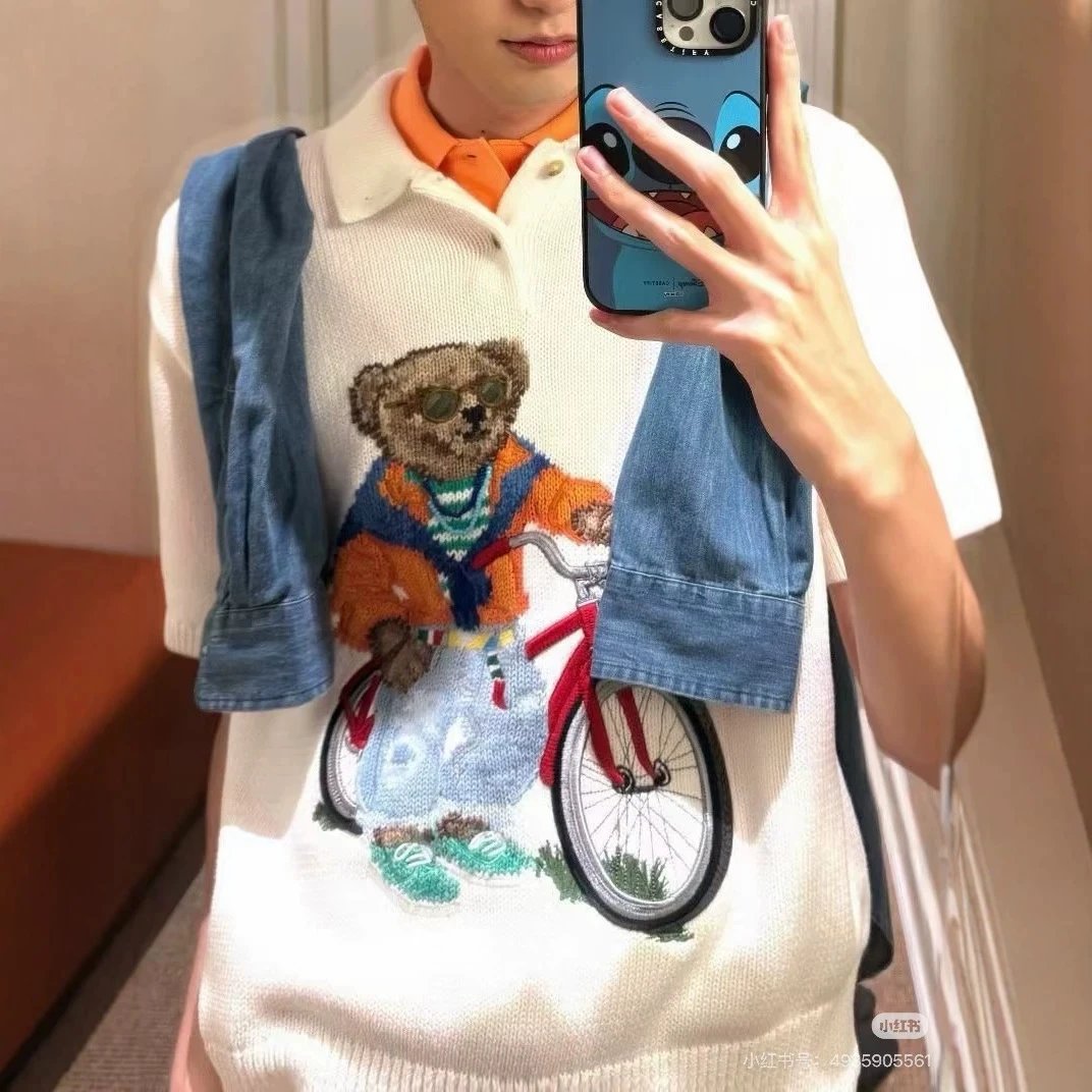 Ralph Lauren Knitwear Bear Embroidered Short-Sleeve Knit Polo image 4