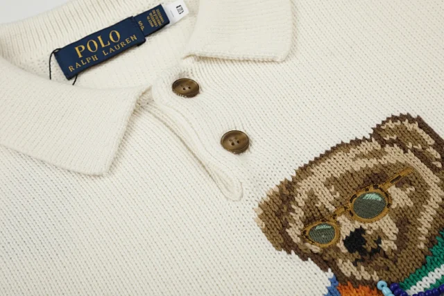 Ralph Lauren Knitwear Bear Embroidered Short-Sleeve Knit Polo product detail image 6