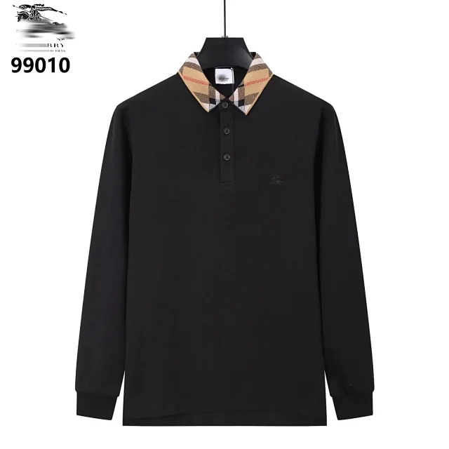 Burberry Shirts Long-Sleeve Polo Shirt with Check Collar product detail image 5