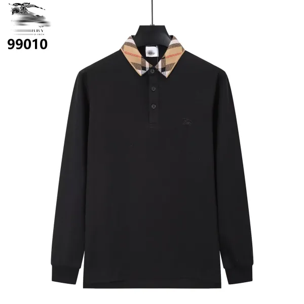 Burberry Classic Check Collar Long Sleeve Polo Red Polo Shirt - 6