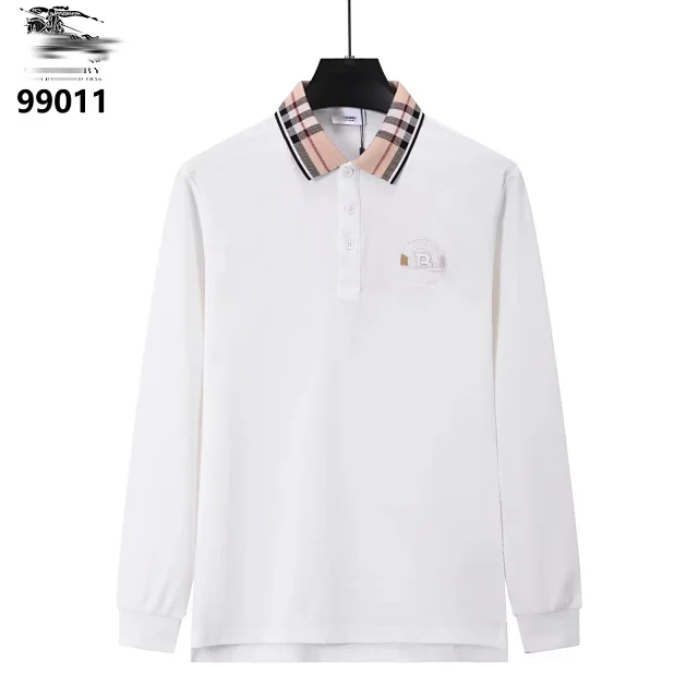 Burberry Shirts Long-Sleeve Polo Shirt with Check Collar product detail image 3