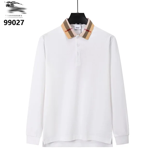 Burberry Shirts Long-Sleeve Polo Shirt with Check Collar product detail image 8