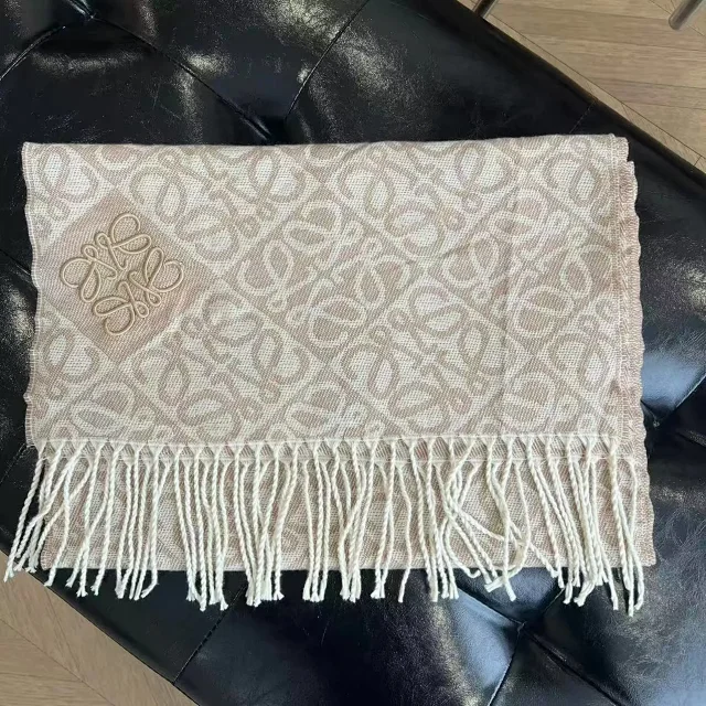 Loewe Scarves Anagram-pattern fringed scarf product detail image 20