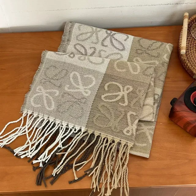 Loewe Scarves Anagram-pattern fringed scarf product detail image 5