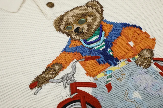 Ralph Lauren Knitwear Bear Embroidered Short-Sleeve Knit Polo product detail image 8
