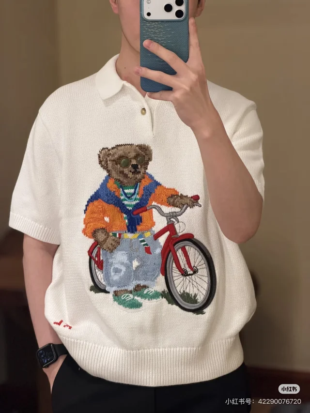 Ralph Lauren Knitwear Bear Embroidered Short-Sleeve Knit Polo product detail image 14
