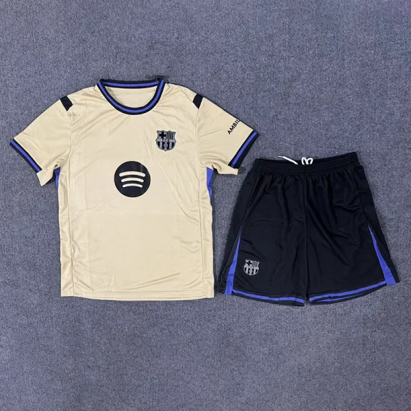 FC Barcelona x Spotify Away Kit Beige and Black Jersey Set - 1