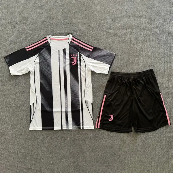 Juventus 2023-24 Third Kit Black-White-Pink Jersey and Shorts Set - 1