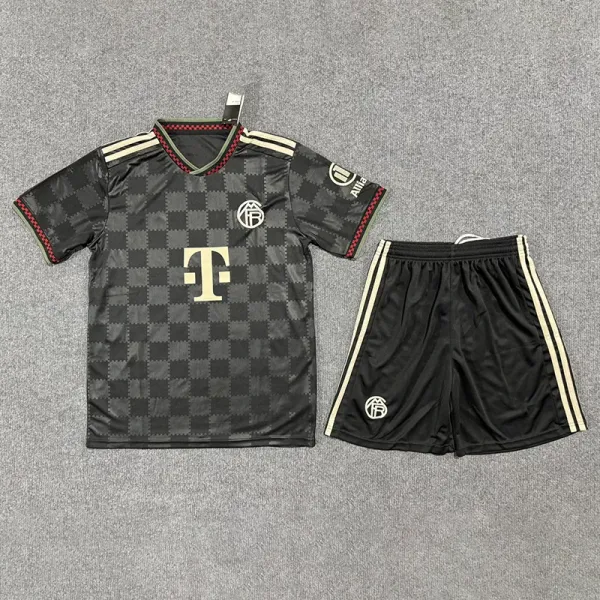 FC Bayern Munich x Adidas Third Kit 2023-24 Black Checkerboard Jersey Set - 1