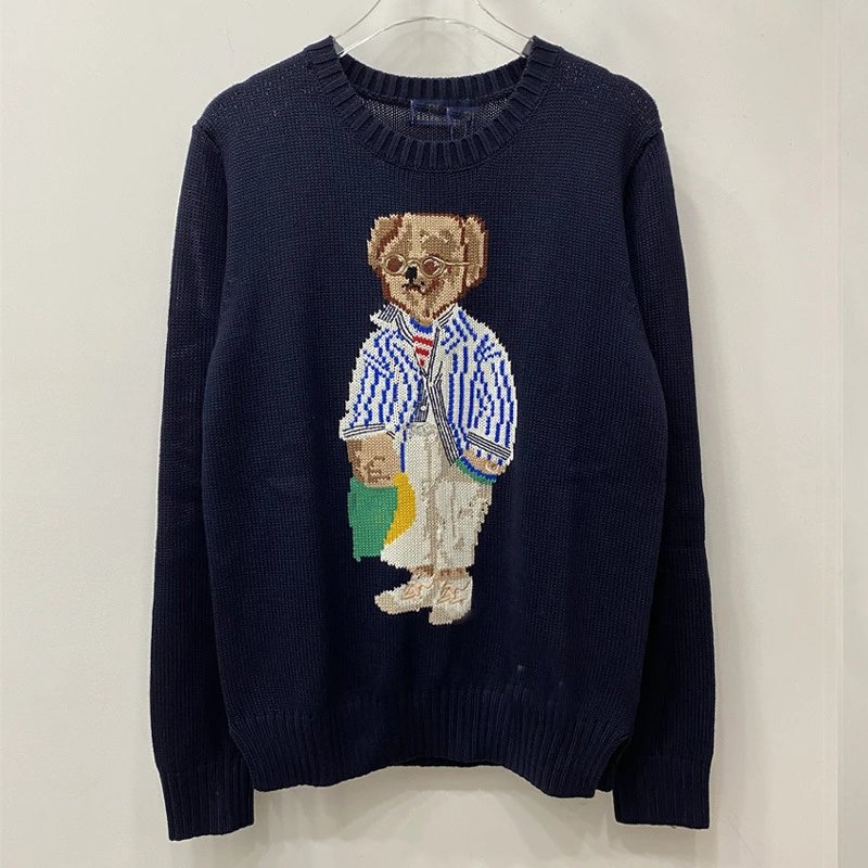 Royal Blue Vertical-Striped Long-Sleeve Bear