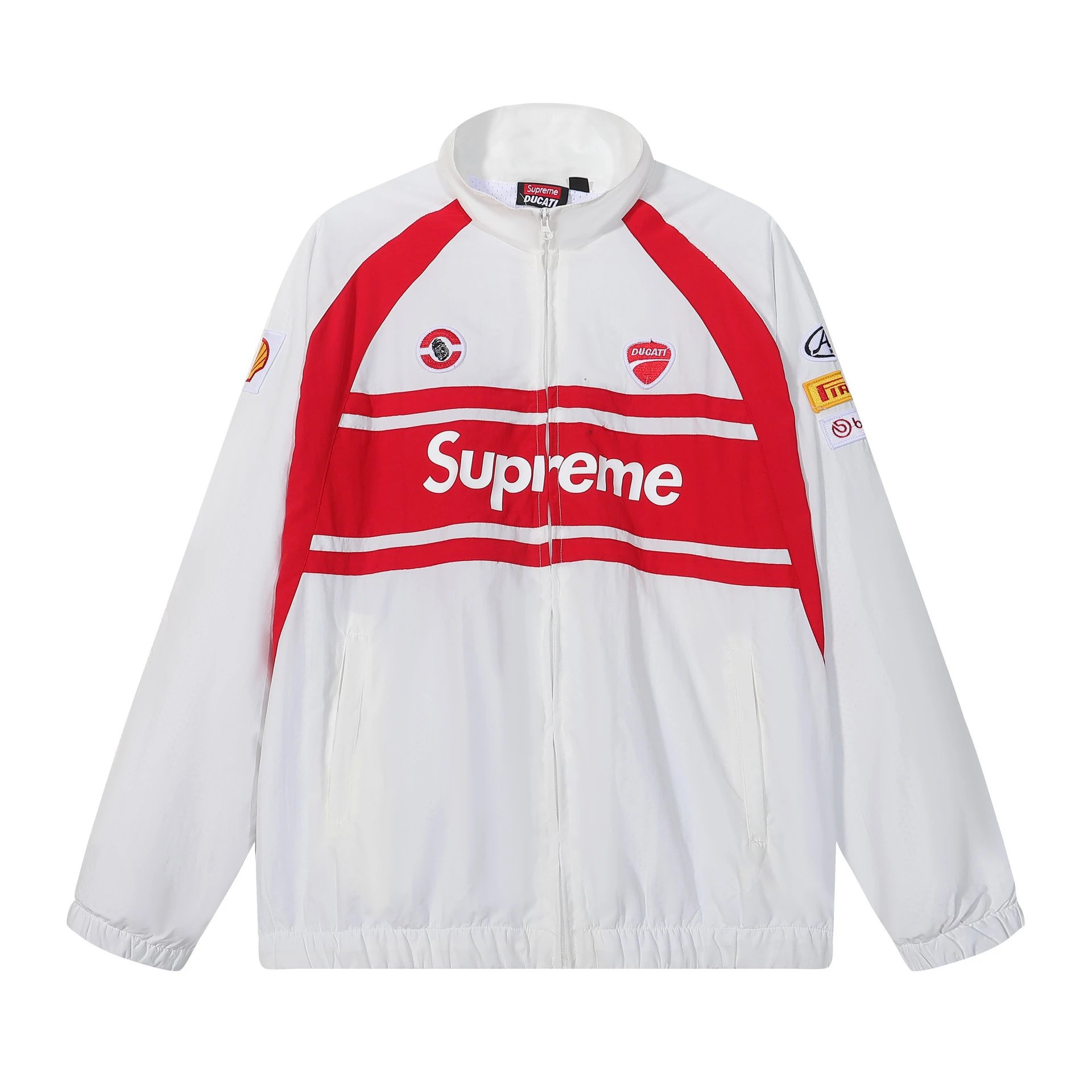 Supreme Jackets Ducati Racing Zip-Up Jacket — E2603 White Coat